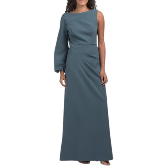 KAY UNGER Iliana One Shoulder Long Sleeve Gown